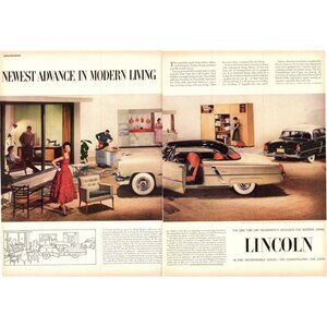 1952 Lincoln Capri Custom Sports Coupe 2 Page Vintage Print Ad 50s Design Art